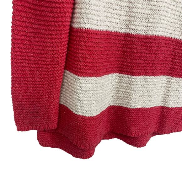 Chico's Striped Knit Sweater Coral White Metallic Women's 16 ASIS - Picture 2 of 5